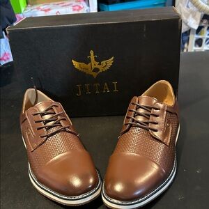 Tai Men's Chestnut Brown Textured Lace-Up Oxfords